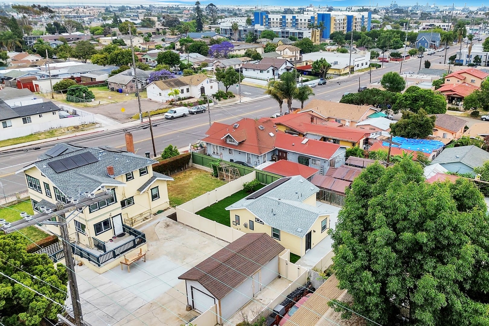 Snap ADU National City E Plaza Blvd 750 sqft 2BR2BA Aerial Main Home Craftsman Snap ADU National City E Plaza Blvd 750 sqft 2BR2BA Aerial Main Home Craftsman