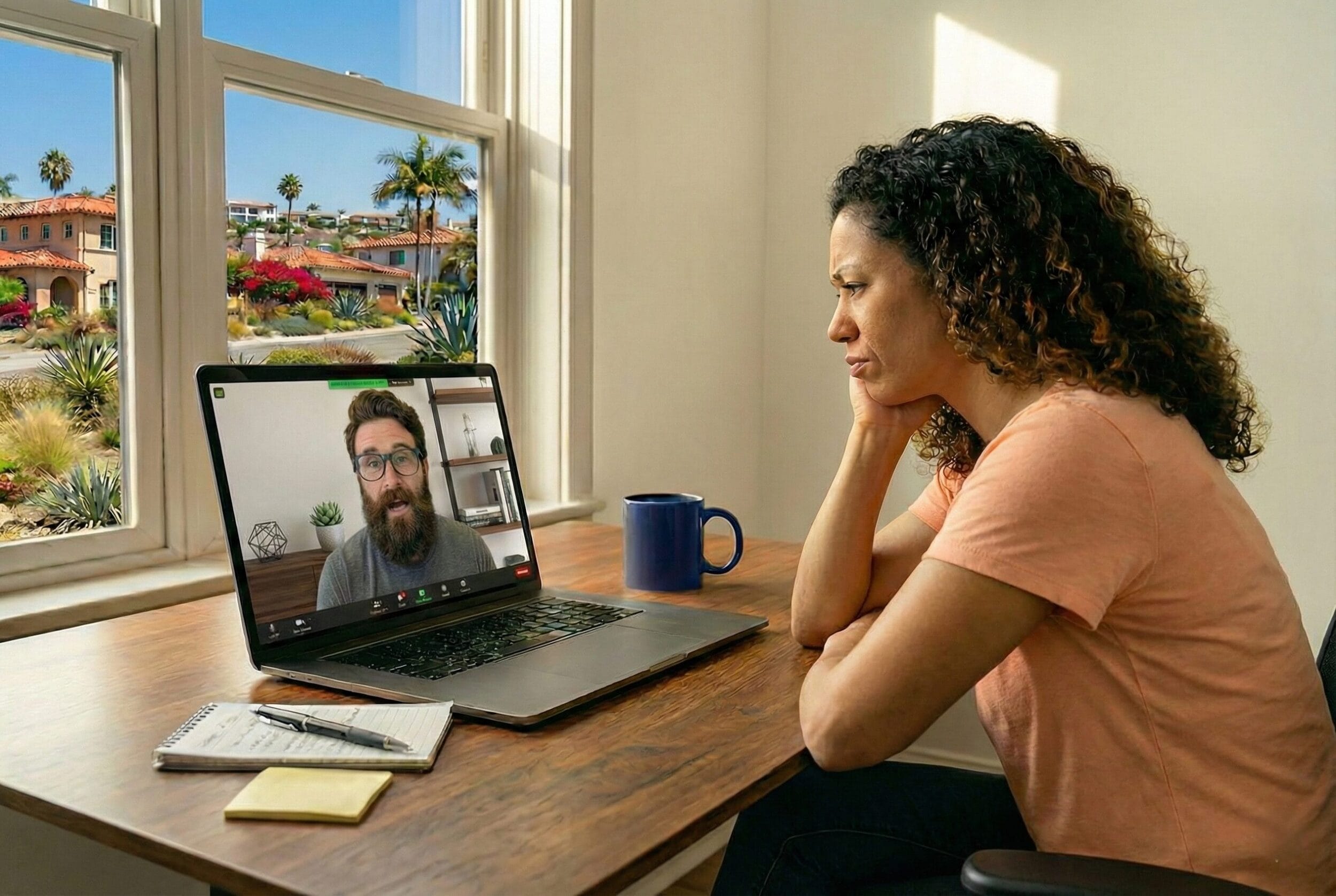 ADU Contractor Red Flags Woman Skeptical Zoom Meeting