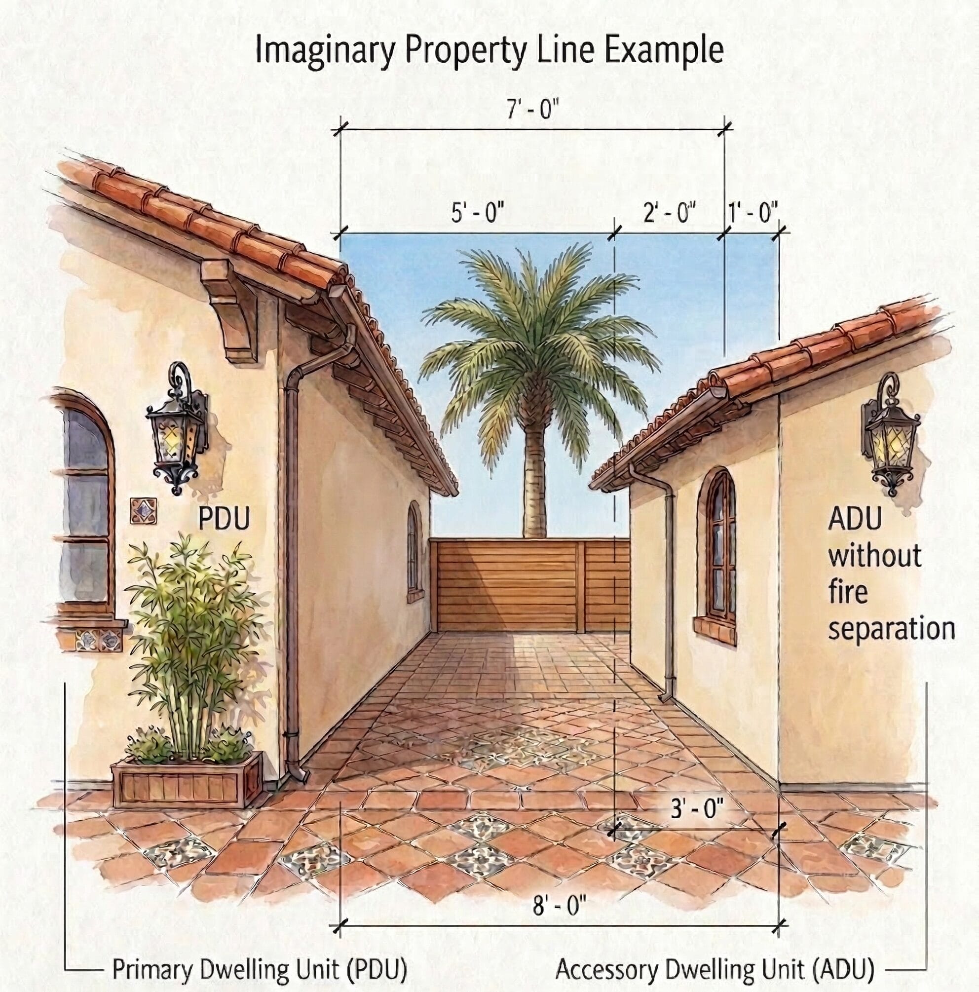 Imaginary Property Line ADU PDU Distance
